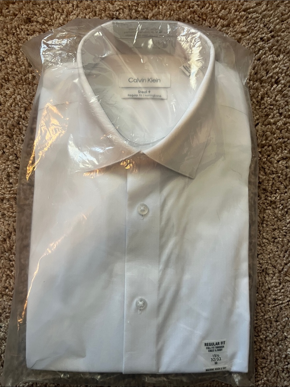 Calvin Klein Men’s White Dress Shirt - Regular Fit